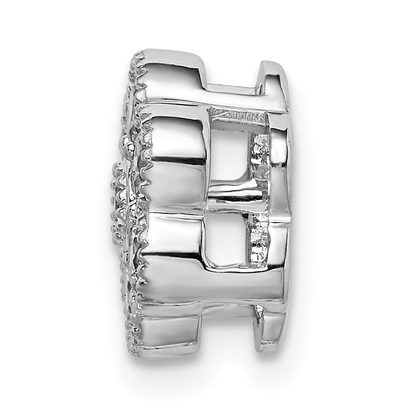 14k White Gold 1/2 carat Lab Grown Diamond VS/SI+ G+ Complete Floral Chain Slide Pendant Secondary image