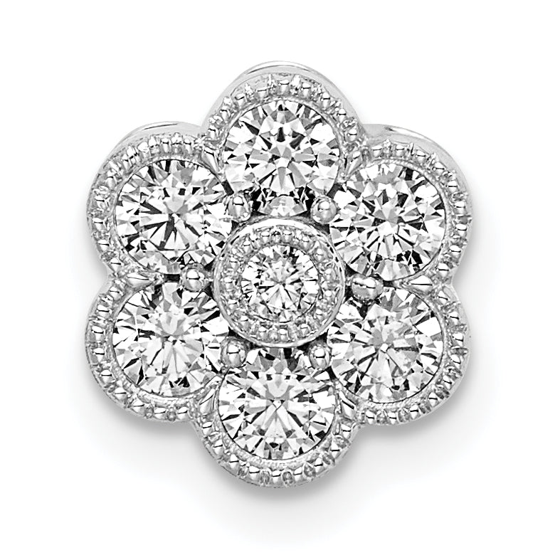 14k White Gold 1/2 carat Lab Grown Diamond VS/SI+ G+ Complete Floral Chain Slide Pendant Main image