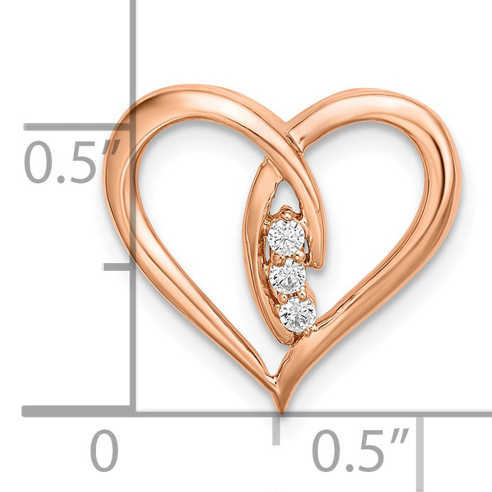 14k Rose Gold Diamond Polished Heart Chain Slide Secondary image