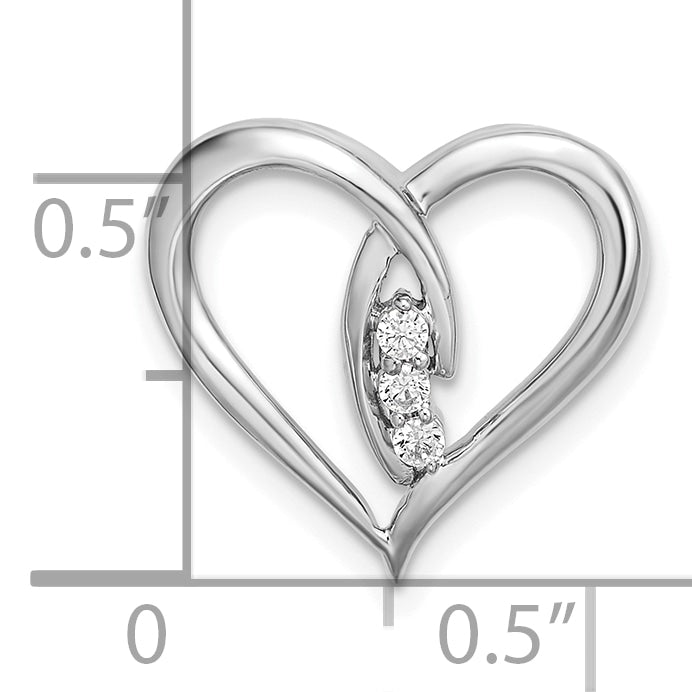 14k White Gold Diamond Polished Heart Chain Slide Secondary image
