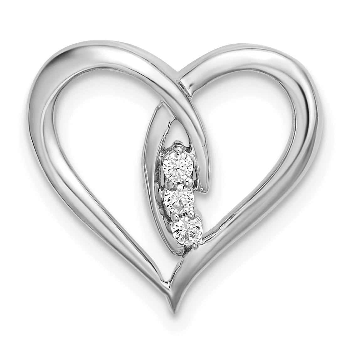 14k White Gold Diamond Polished Heart Chain Slide Main image