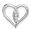 14k White Gold Diamond Polished Heart Chain Slide