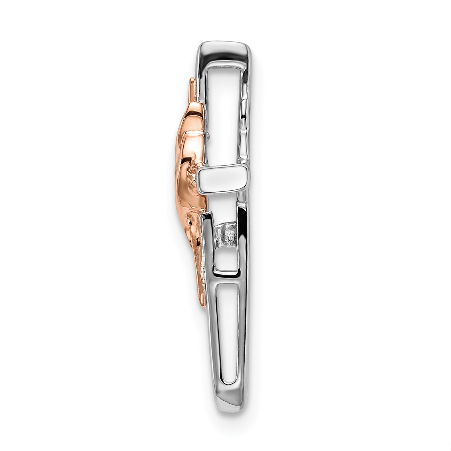 10K Two-tone White & Rose Diamond Cross Chain Slide Secondary image