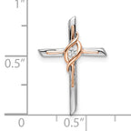 10K Two-tone White & Rose Diamond Cross Chain Slide