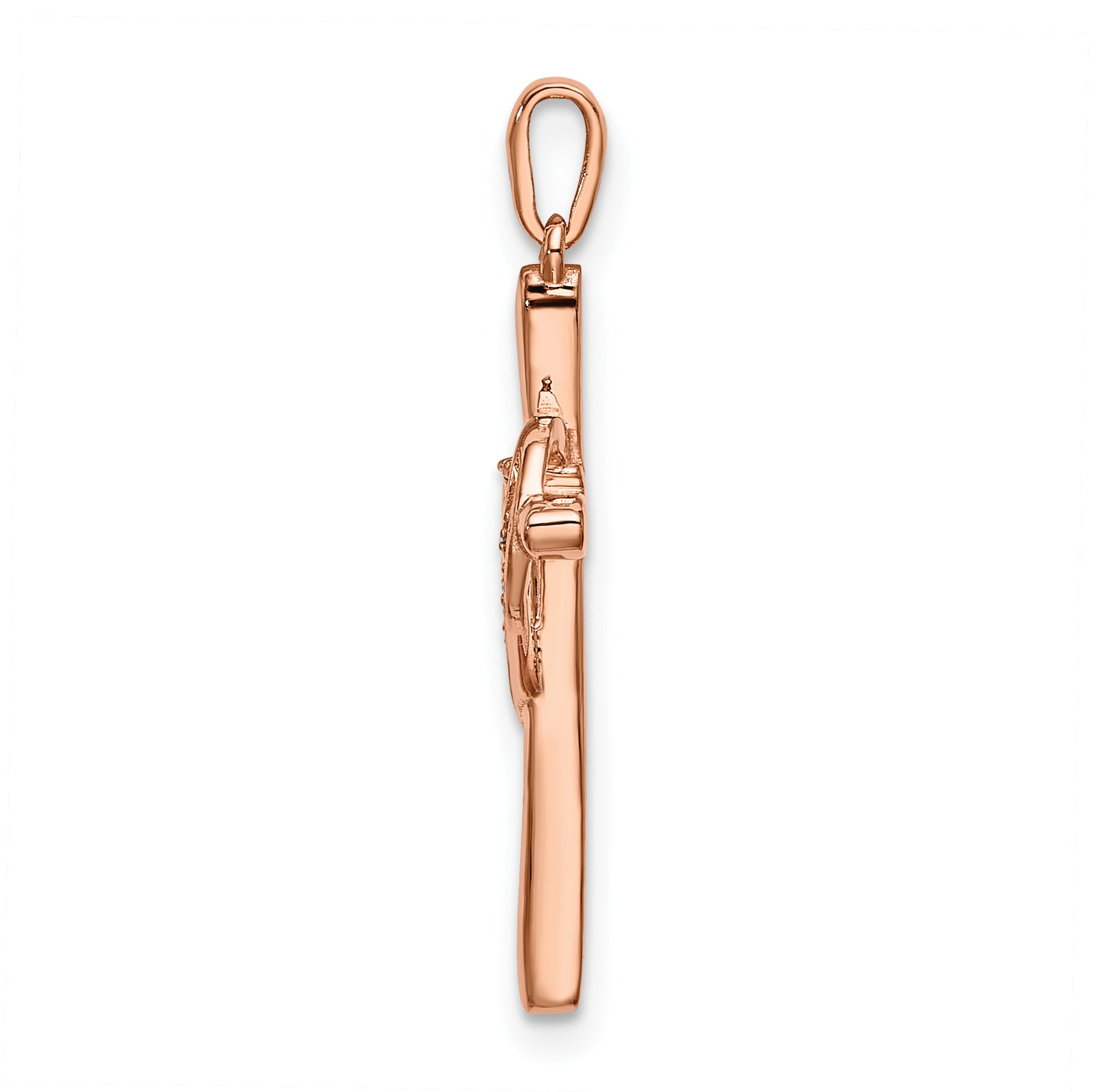 10K Rose Gold Cross w/Heart Diamond Pendant Secondary image