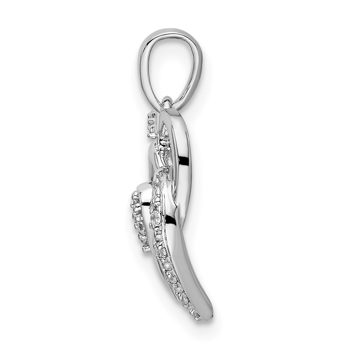 14k White Gold Polished Heart Diamond Pendant