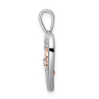 14k Two-tone White and Rose Double Heart Diamond Pendant