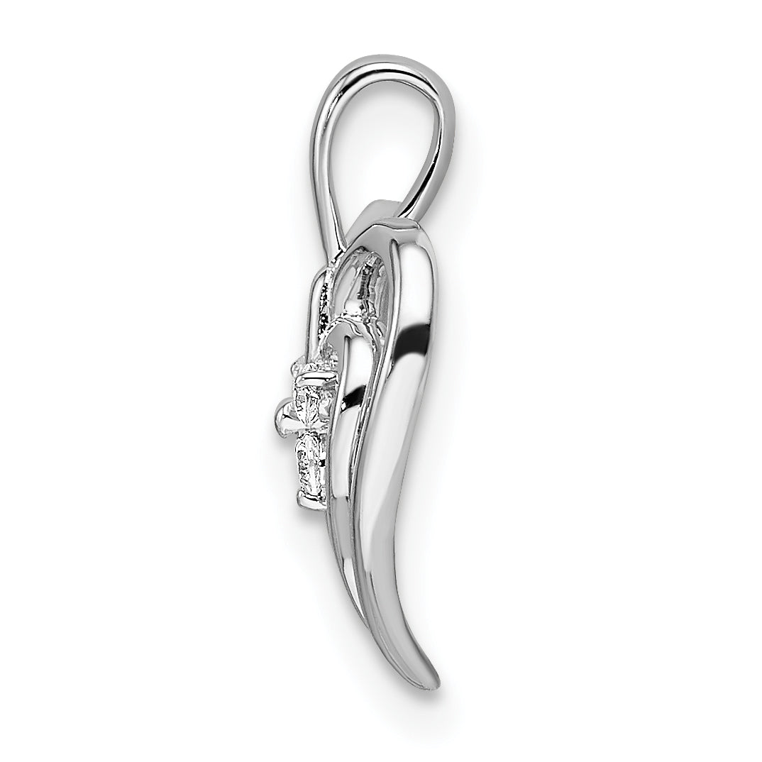 14k White Gold Polished Heart Diamond Pendant Secondary image