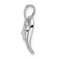 14k White Gold Polished Heart Diamond Pendant