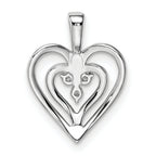 14k White Gold Polished Heart Diamond Pendant