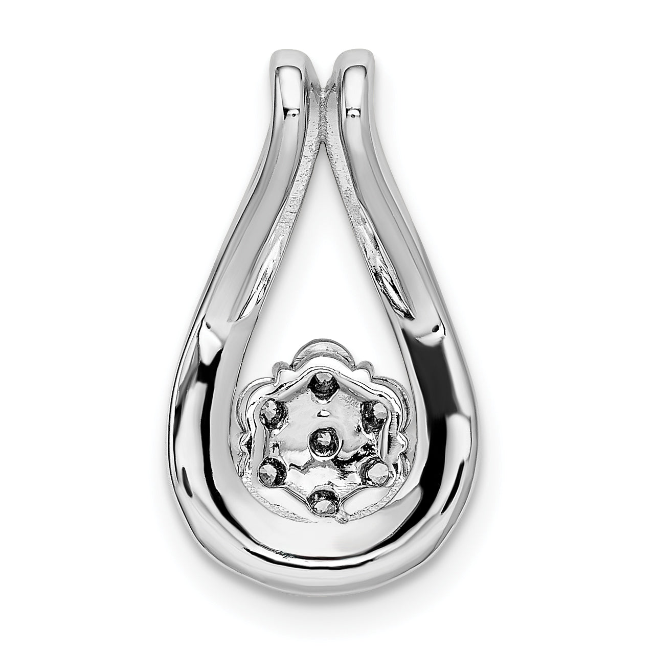 14k White Gold 1/5 carat Lab Grown Diamond VS/SI+ G+ Fashion Teardrop Chain Slide Pendant