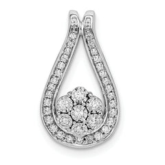 14k White Gold 1/5 carat Lab Grown Diamond VS/SI+ G+ Fashion Teardrop Chain Slide Pendant