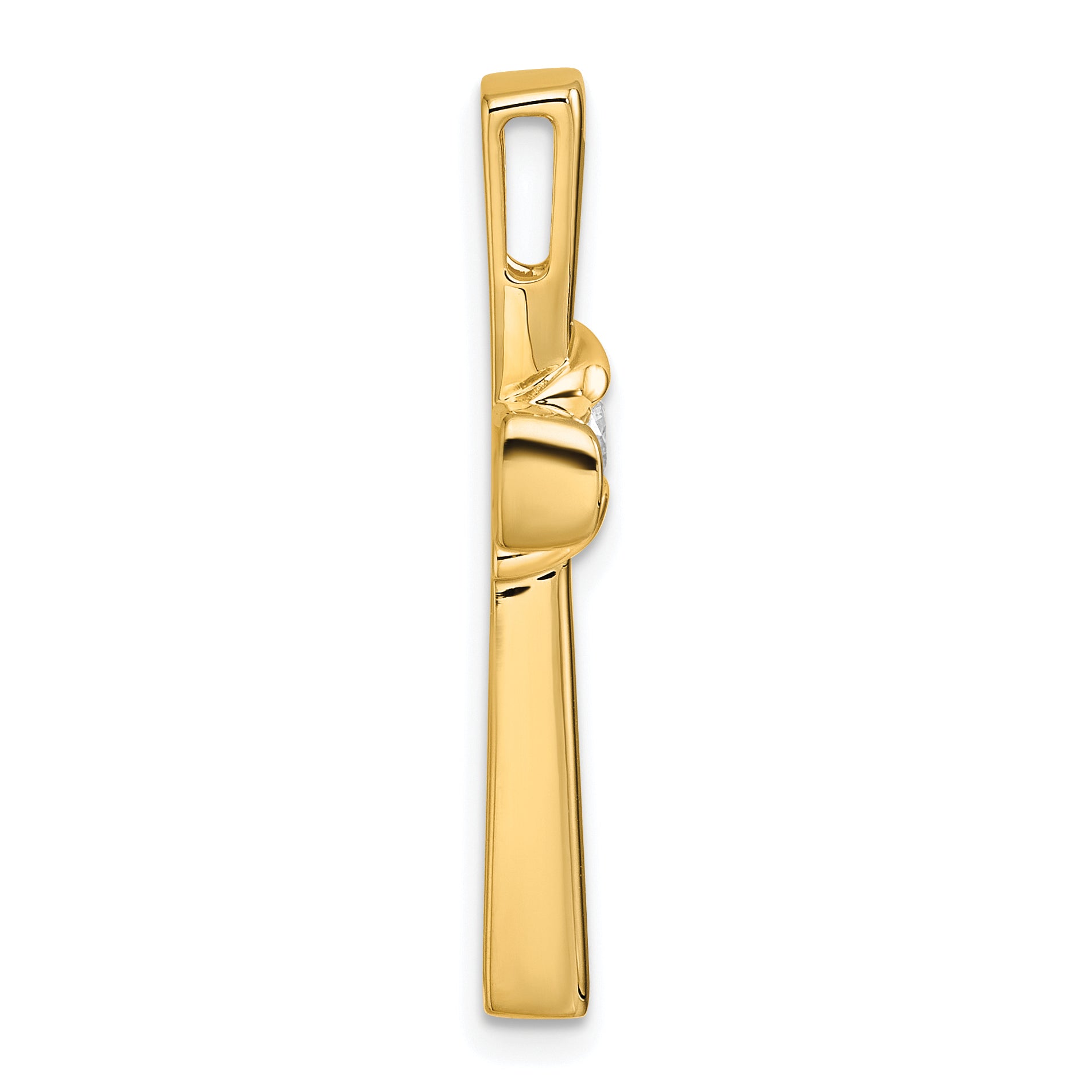 14k Polished Diamond Cross Chain Slide