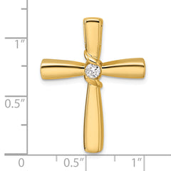 14k Polished Diamond Cross Chain Slide