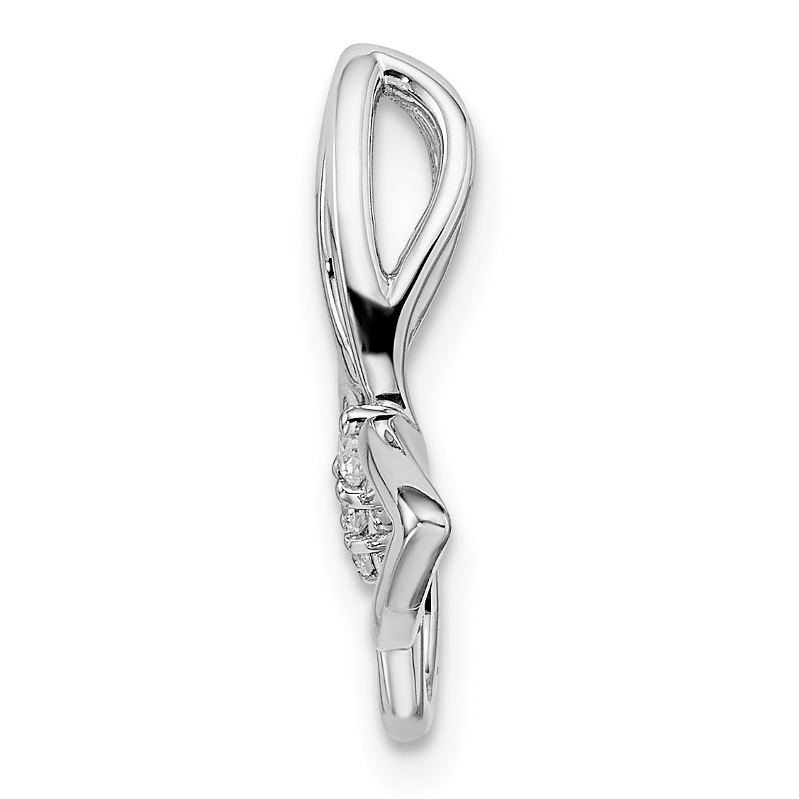 10k White Gold Polished Butterfly Diamond Chain Slide Secondary image