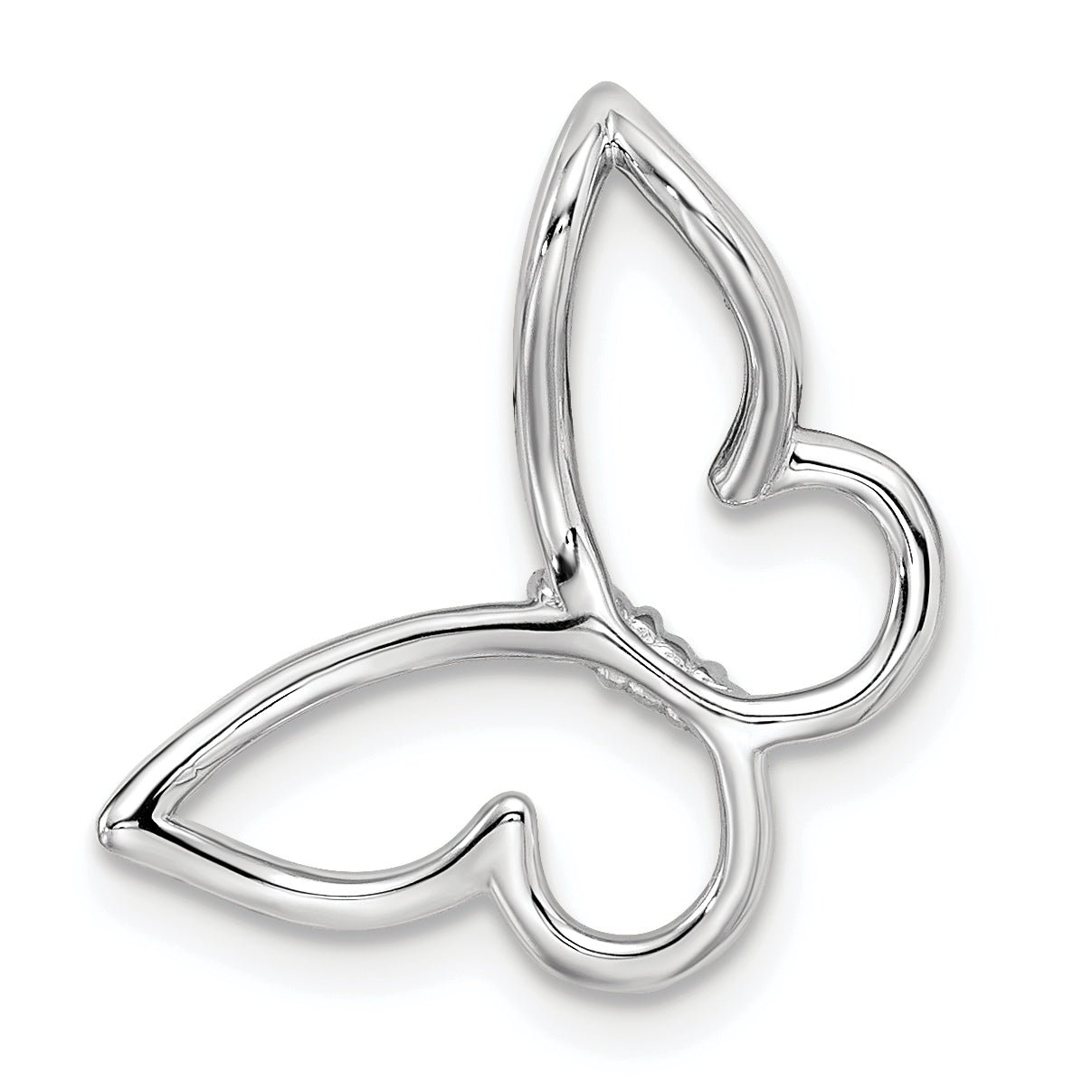 10k White Gold Polished Butterfly Diamond Chain Slide