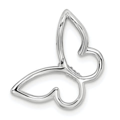 10k White Gold Polished Butterfly Diamond Chain Slide