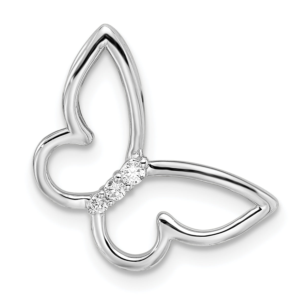 14k White Gold Polished Butterfly Diamond Chain Slide Main image