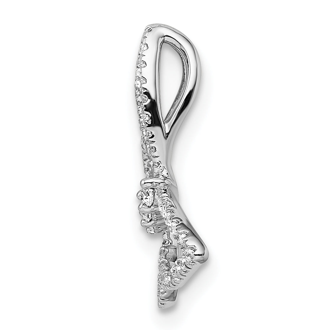14k White Gold Polished Butterfly Diamond Chain Slide Secondary image