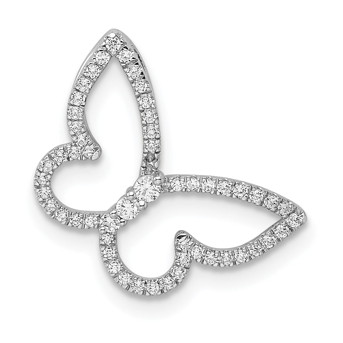 14k White Gold Polished Butterfly Diamond Chain Slide Main image