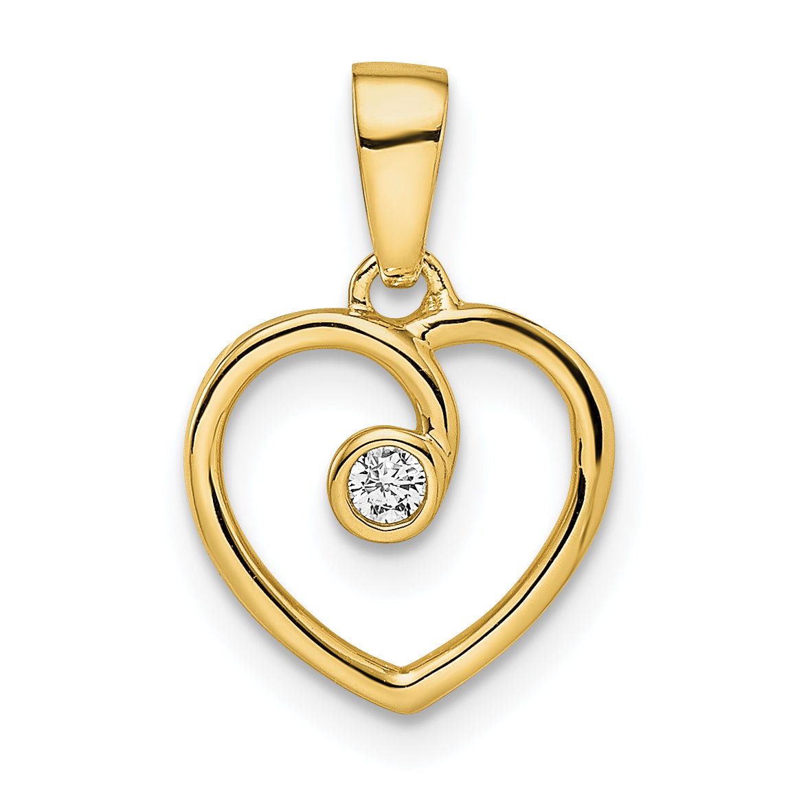 14k Polished Heart Diamond Pendant Main image