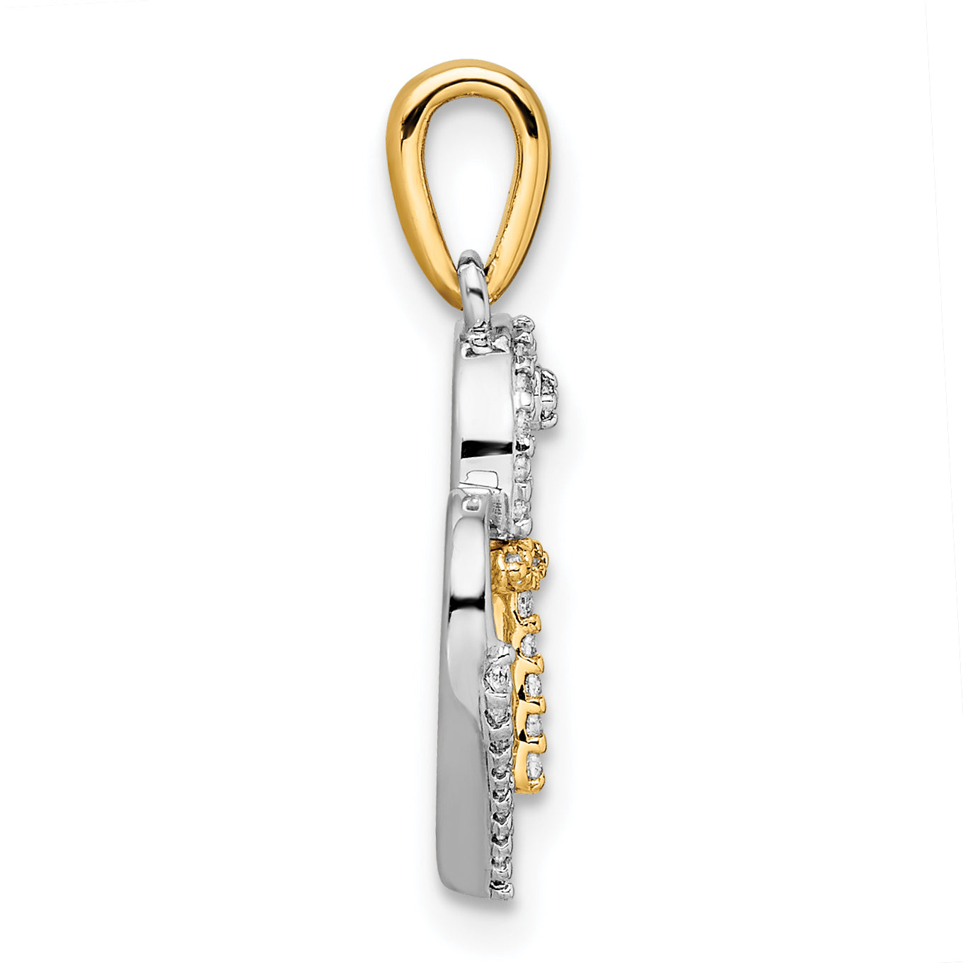 14k Two-tone Heart with Cross Diamond Pendant Secondary image