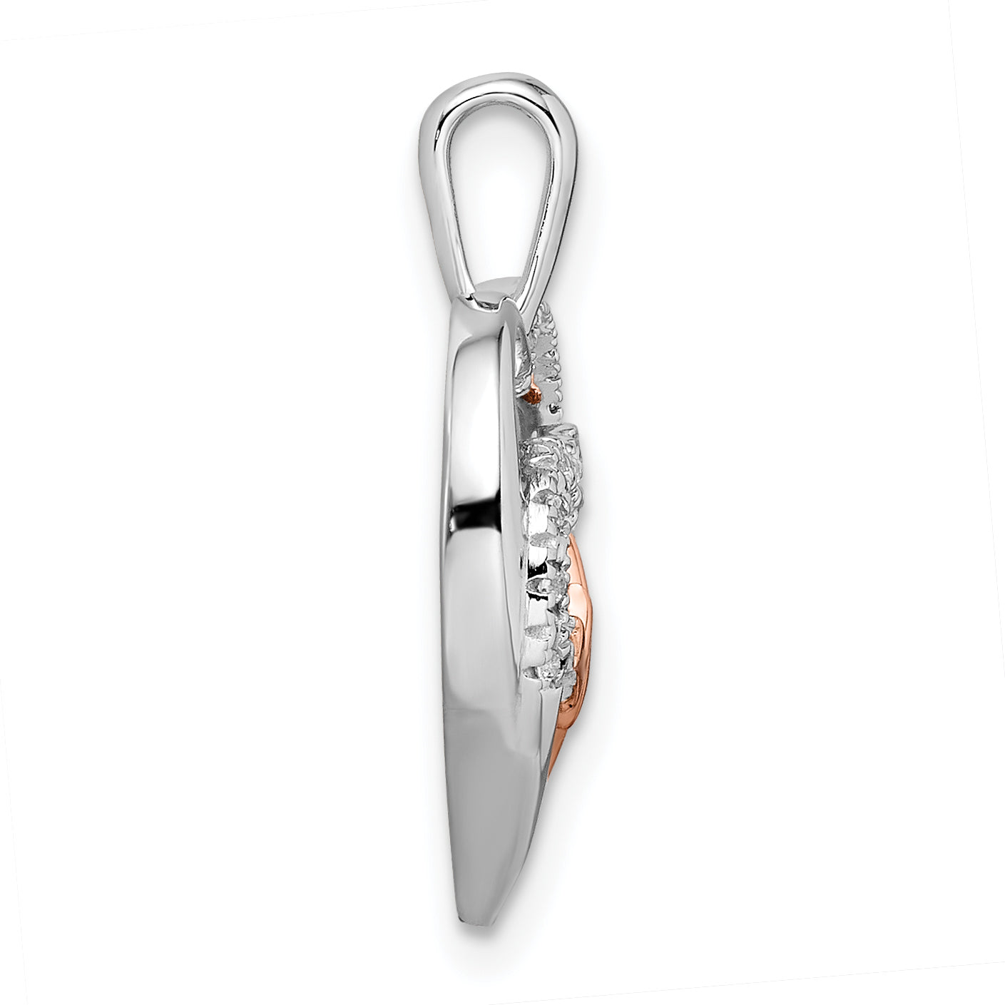14k Two-tone White and Rose Heart w/Beat Diamond Pendant Secondary image