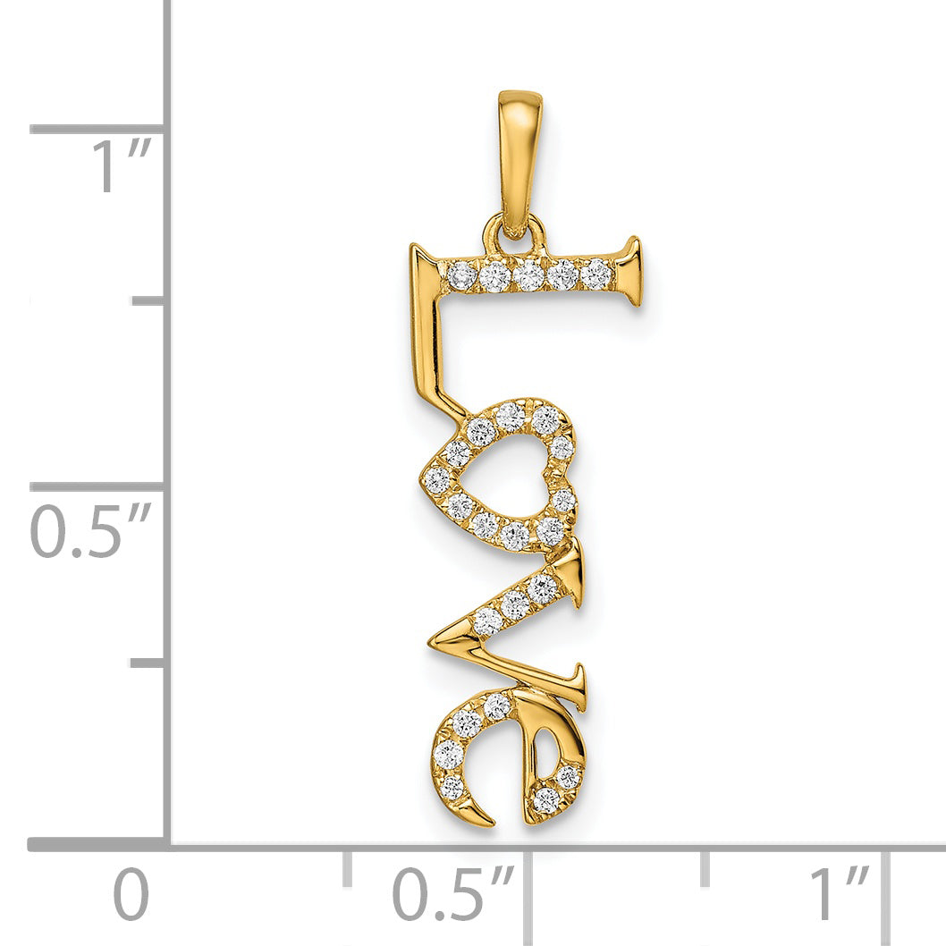 14k Polished LOVE Diamond Pendant