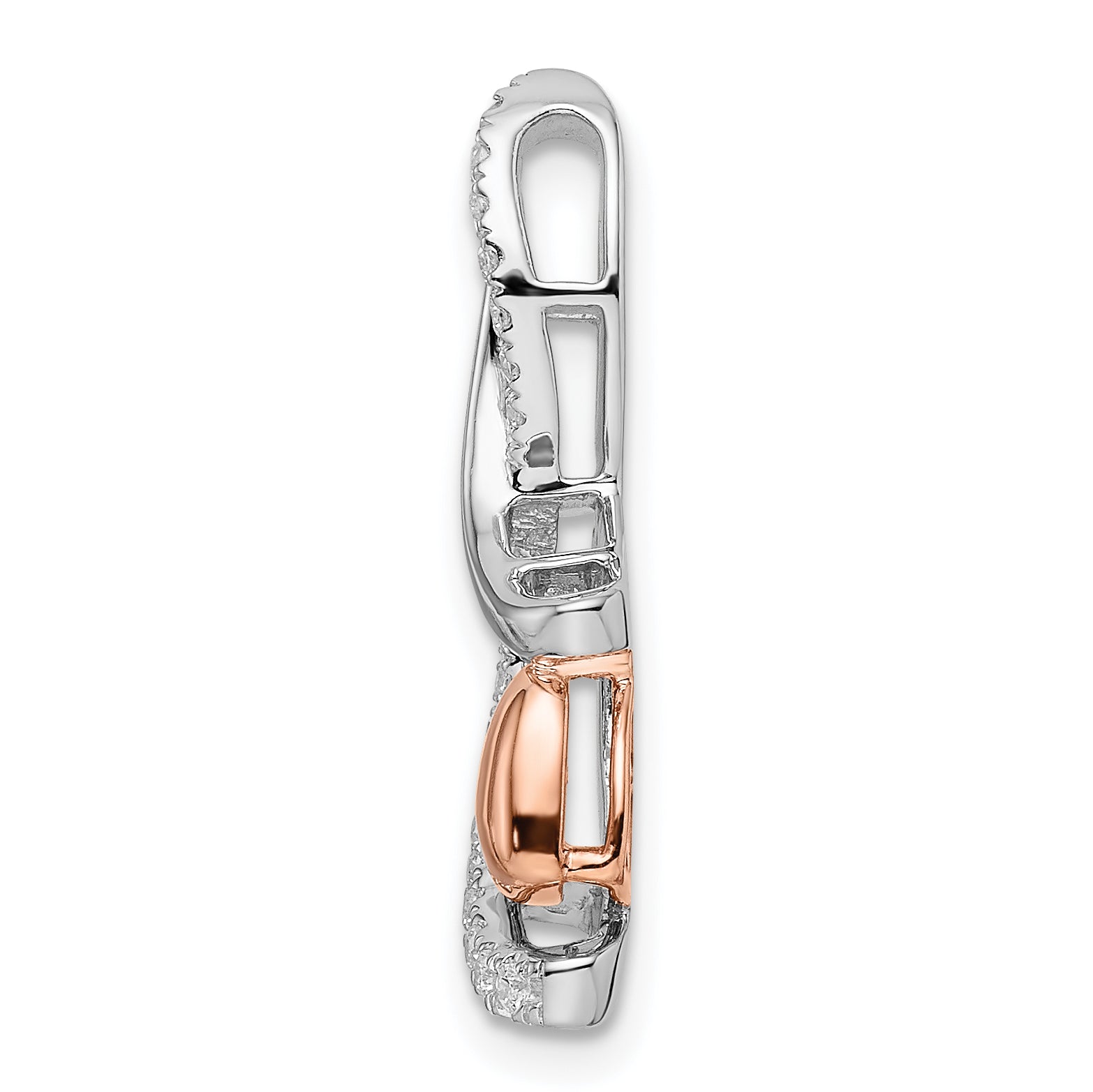 14k Two-tone White and Rose Heart Diamond Chain Slide Secondary image