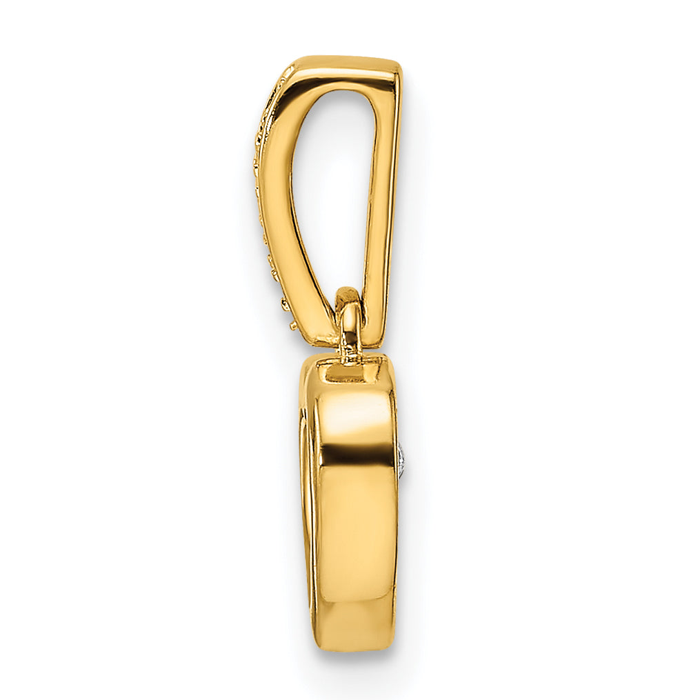 14k Diamond Polished Heart Dangle with Vibrant Center Pendant