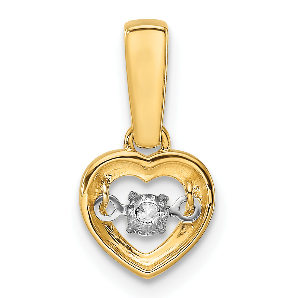 14k Diamond Polished Heart Dangle with Vibrant Center Pendant