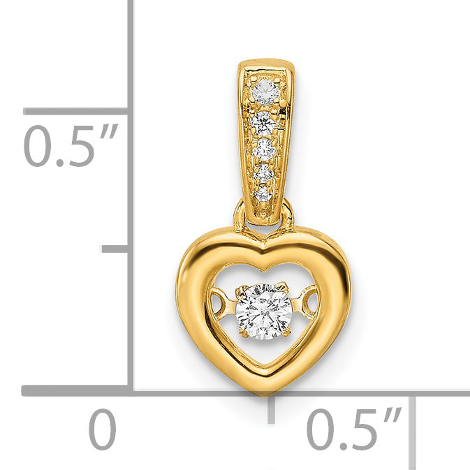 14k Diamond Polished Heart Dangle with Vibrant Center Pendant