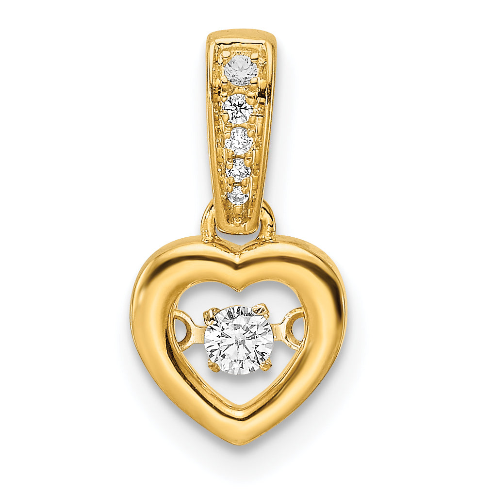14k Diamond Polished Heart Dangle with Vibrant Center Pendant Main image