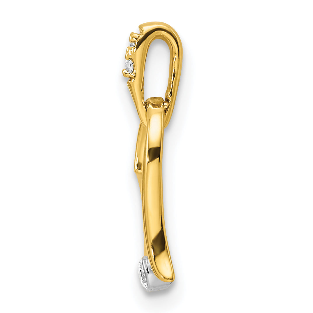 14k Two-tone Polished Heart Diamond Pendant Secondary image