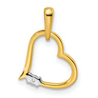 14k Two-tone Polished Heart Diamond Pendant