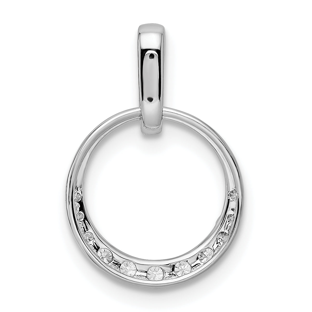 10k White Gold Circle Diamond Pendant