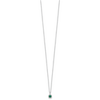 14k White Gold 1/10 carat Lab Grown Diamond VS/SI+ G+ and Created Emerald Complete 18 inch Pendant Necklace
