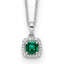 14k White Gold 1/10 carat Lab Grown Diamond VS/SI+ G+ and Created Emerald Complete Pendant Necklace