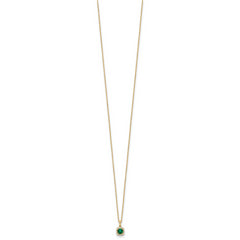 10k 1/10 carat Lab Grown Diamond VS/SI+ G+ and Created Emerald Complete 18 inch Pendant Necklace