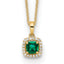 14k 1/10 carat Lab Grown Diamond VS/SI+ G+ and Created Emerald Complete Pendant Necklace