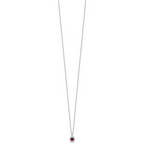 14k White Gold 1/10 carat Lab Grown Diamond VS/SI+ G+ and Created Ruby Complete 18 inch Pendant Necklace