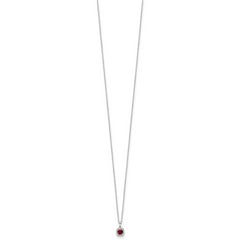 10k White Gold 1/10 carat Lab Grown Diamond VS/SI+ G+ and Created Ruby Complete 18 inch Pendant Necklace