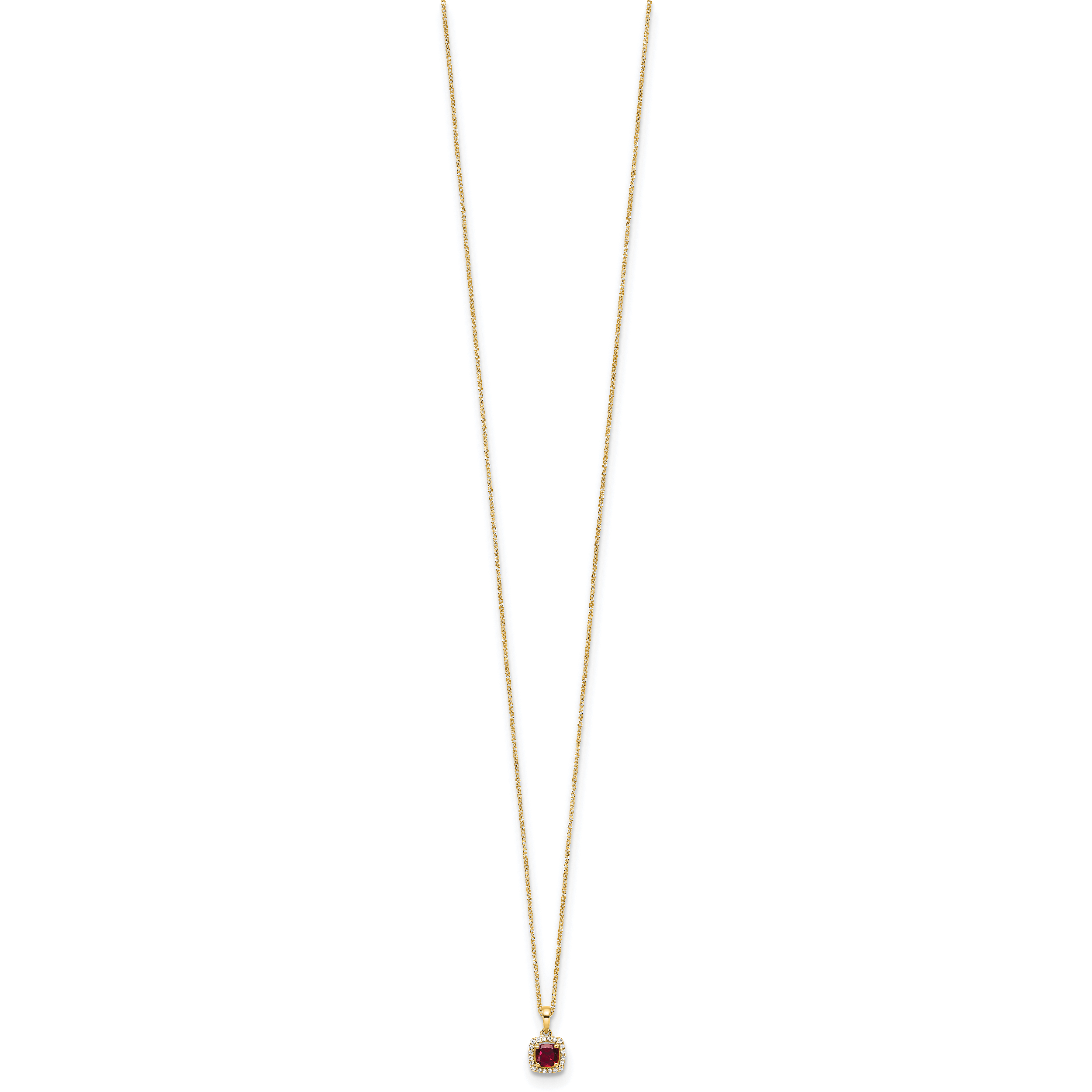 14k 1/10 carat Lab Grown Diamond VS/SI+ G+ and Created Ruby Complete Pendant Necklace Secondary image