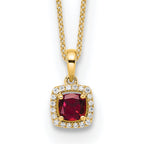 10k 1/10 carat Lab Grown Diamond VS/SI+ G+ and Created Ruby Complete 18 inch Pendant Necklace