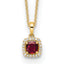 10k 1/10 carat Lab Grown Diamond VS/SI+ G+ and Created Ruby Complete 18 inch Pendant Necklace