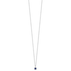 14k White Gold 1/10 carat Lab Grown Diamond VS/SI+ G+ and Created Sapphire Complete 18 inch Pendant Necklace
