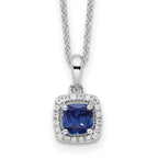 14k White Gold 1/10 carat Lab Grown Diamond VS/SI+ G+ and Created Sapphire Complete Pendant Necklace