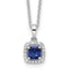14k White Gold 1/10 carat Lab Grown Diamond VS/SI+ G+ and Created Sapphire Complete Pendant Necklace