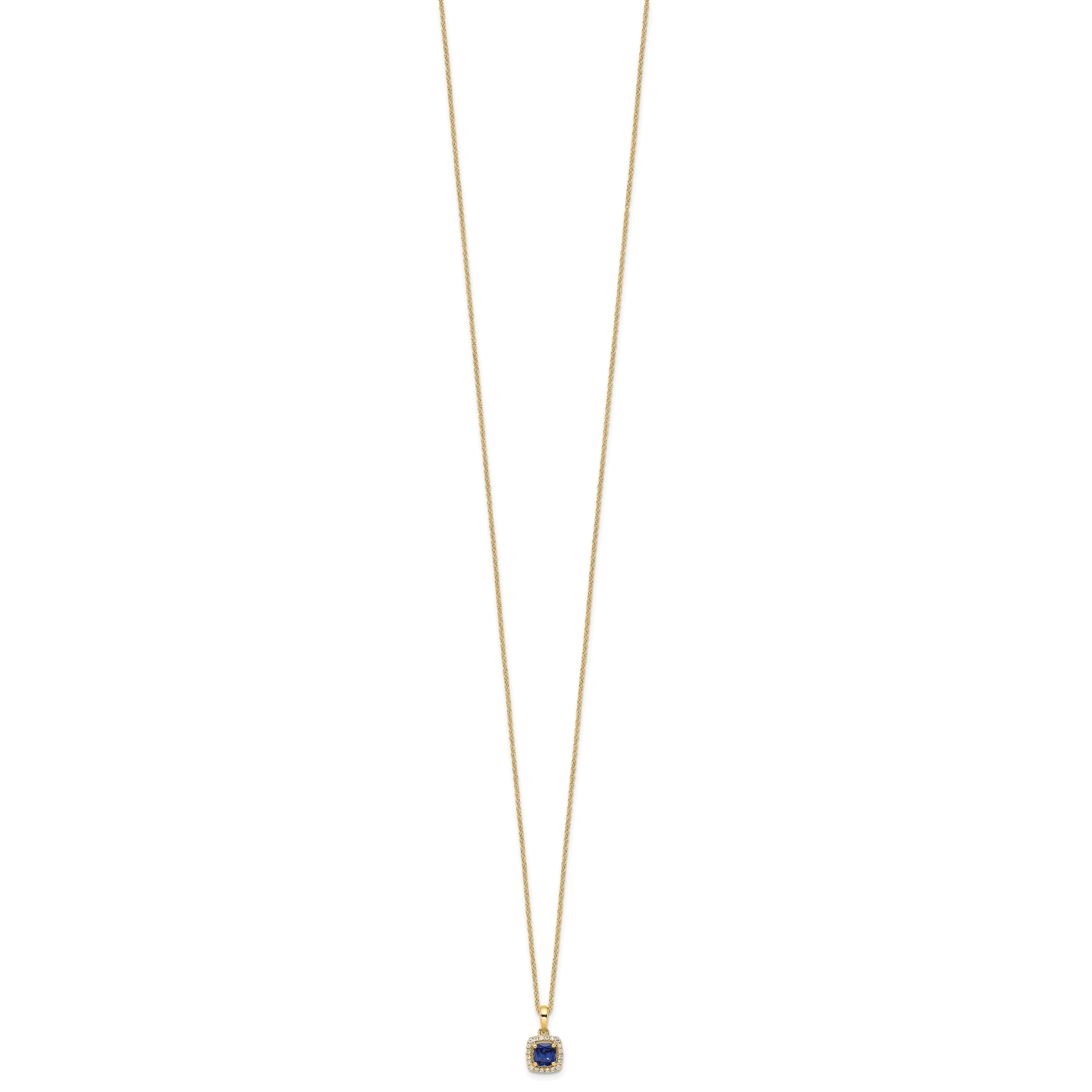 10k 1/10 carat Lab Grown Diamond VS/SI+ G+ and Created Sapphire Complete 18 inch Pendant Necklace Secondary image