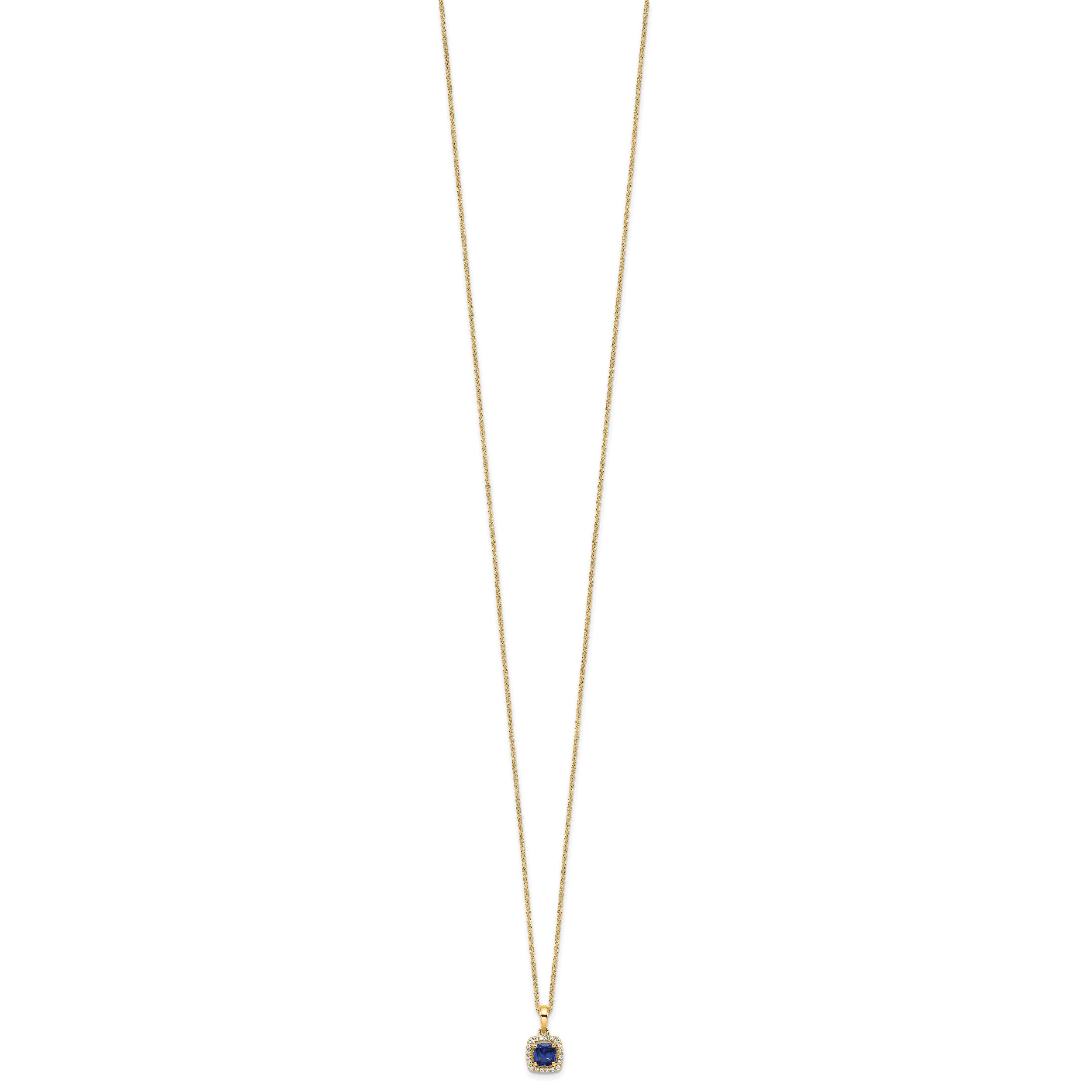 14k 1/10 carat Lab Grown Diamond VS/SI+ G+ and Created Sapphire Complete 18 inch Pendant Necklace